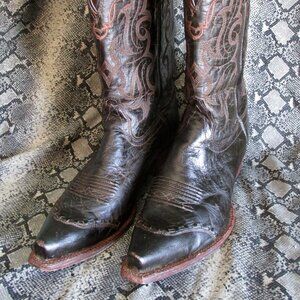 Vintage Tony Lama Dark Chocolate Leather Cowboy Boots size 8 1/2 B